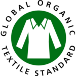 Logo Global Organic Textile Standard, homologation reconnaissant les tissus biologiques.