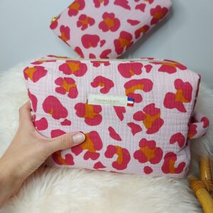 Trousse de toilette zippée et ouatinée en coton